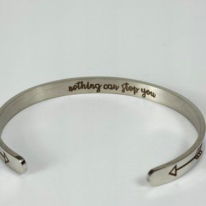 Inspirational "Nothing Can Stop You" "Keep F**king Going" Silver Tone‎ Bracelet